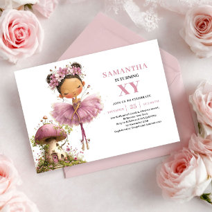 Fillette fée mignonne Invitation florale au teint