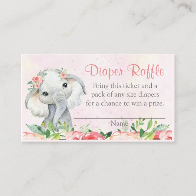 Fillette Floral Elephant Tickets Raffle (Devant)