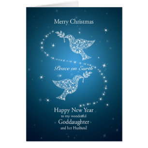 Filleule et mari, colombes de Noël de paix