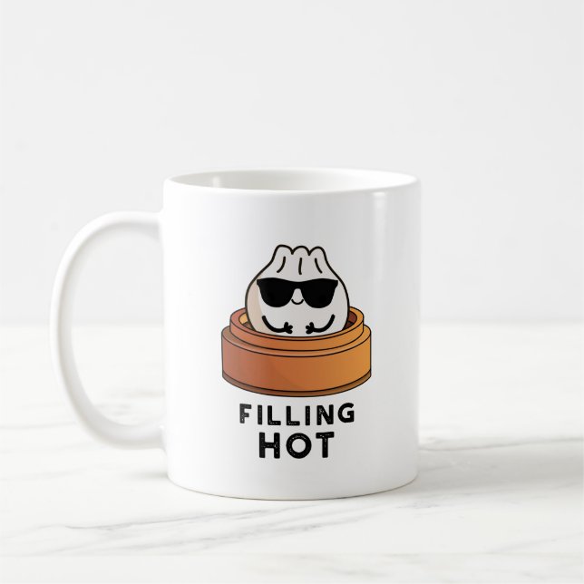 Filling Hot Funny Dumpling Pun Kaffeetasse (Links)