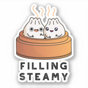 Filling Steamy Funny Dimsum Bao Pun Aufkleber