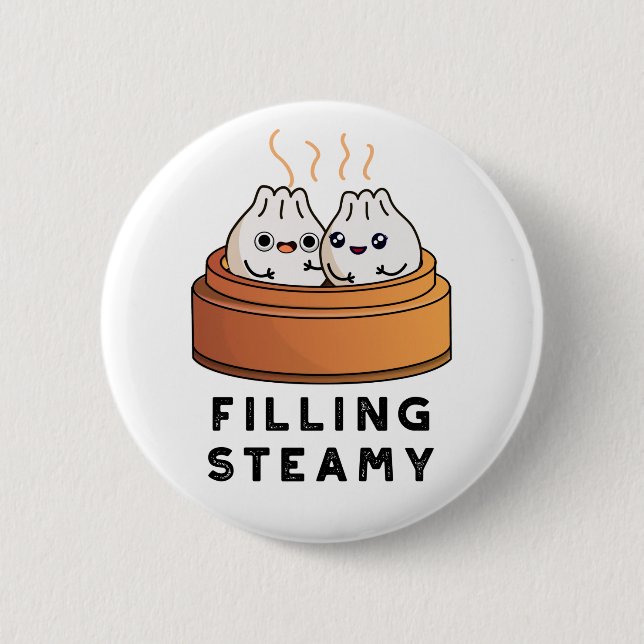 Filling Steamy Funny Dimsum Bao Pun Button (Vorderseite)
