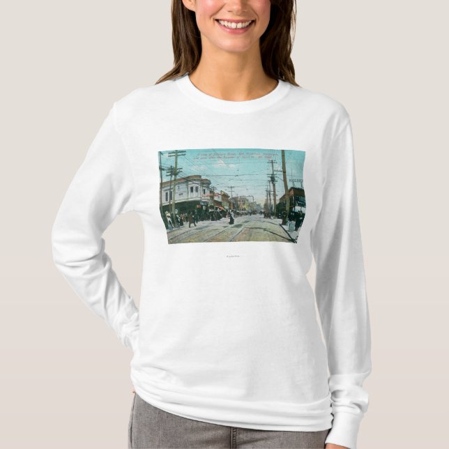 Fillmore-Straßen-Ansicht 1-jährig nach Feuer von T-Shirt (Vorderseite)