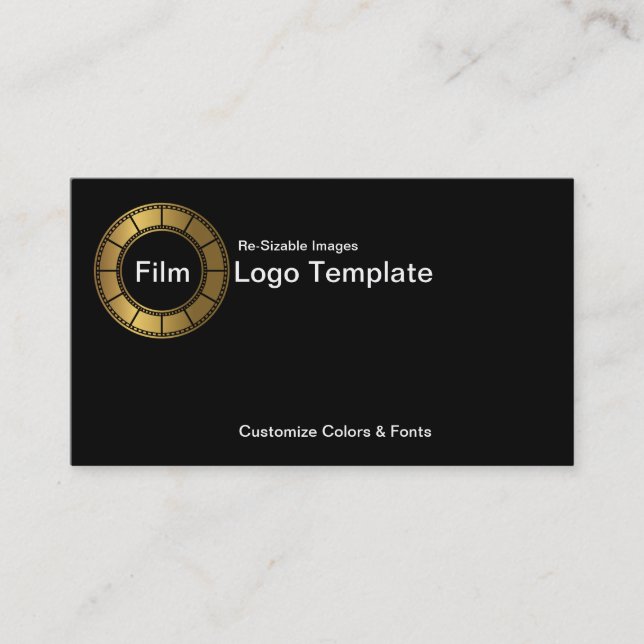 Film Business Card Design Metallic Gold Film Strip Visitenkarte (Vorderseite)
