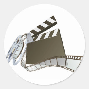 Film clapperboard und Filmspule Runder Aufkleber