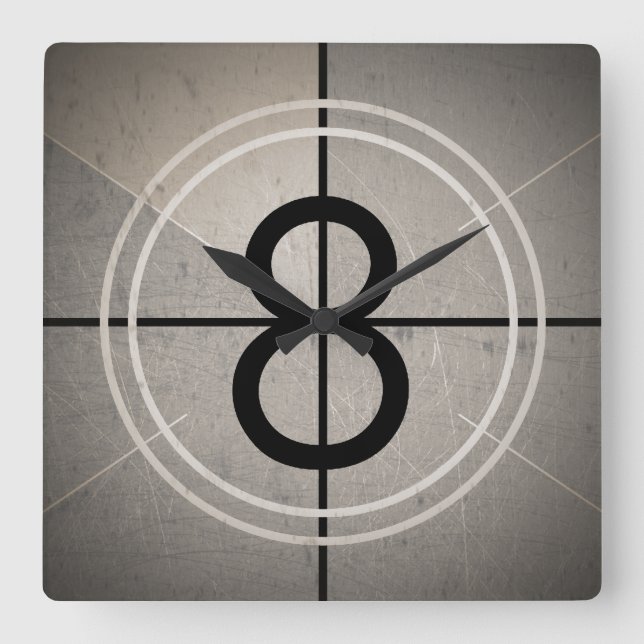 Film-Count-down-Wanduhr Quadratische Wanduhr (Vorderseite)