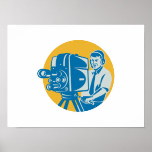 Film-Crew Fernsehkameramann mit der Film-Kamera Poster