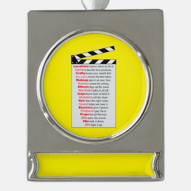 Film Crew Filme brauchen neue Idee? Banner-Ornament Silber (Vorderseite)
