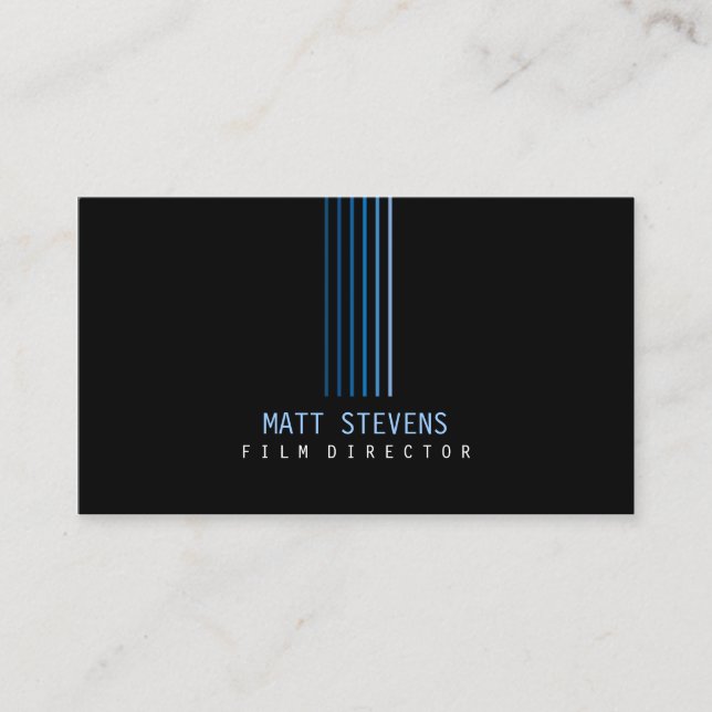 Film Director Business Card Blue Beams Visitenkarte (Vorderseite)
