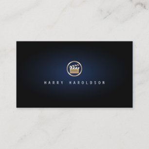 Film Director Gold Glapperboard Icon Blue Glow Visitenkarte