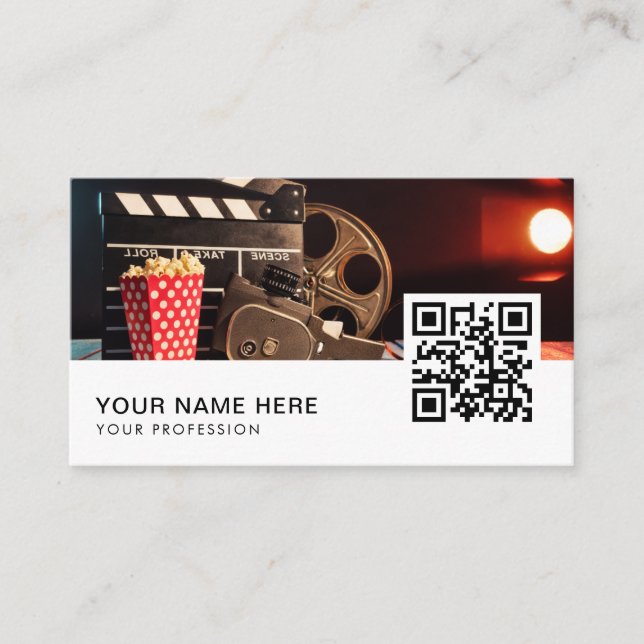 Film Director QR Code Business Car Visitenkarte (Vorderseite)