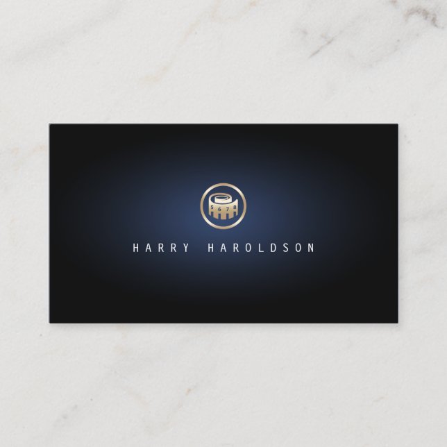 Film Editor Elegantes Video Clip Icon Blue Glow Visitenkarte (Vorderseite)