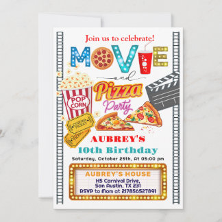 Film et pizza Anniversaire Fête Invitation