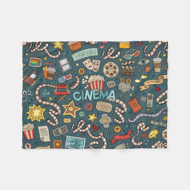 Film-Fan-Kino-Theater-Entwurf Fleecedecke (Vorderseite (Horizontal))