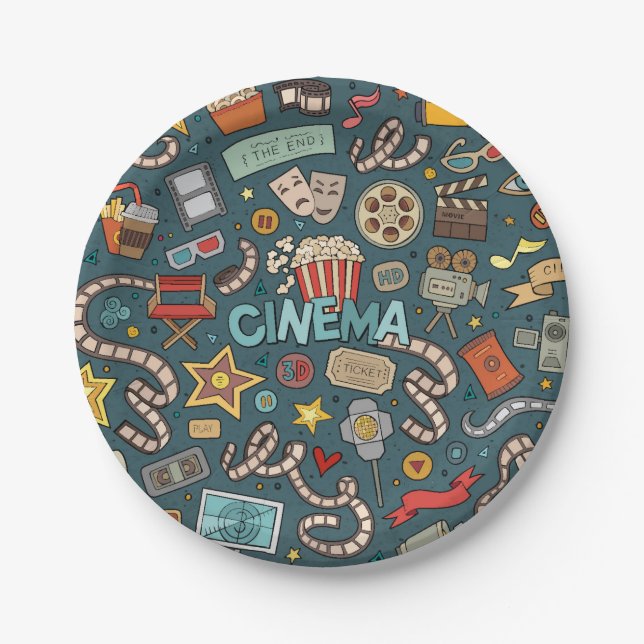 Film-Fan-Kino-Theater-Entwurf Pappteller (Vorderseite)