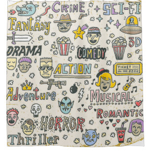 Film Genres. Fernsehshows, Serie Funny Doodle vint Duschvorhang