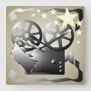 Film-Kino-Wanduhr Quadratische Wanduhr