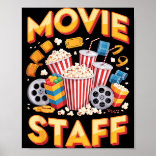 Film-Mitarbeiter filmen Film Essen Nacht Snack Pop Poster