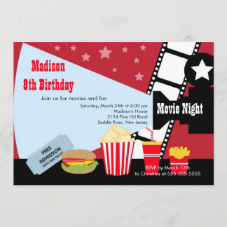 Film-NachtKindergeburtstag-Party Einladung