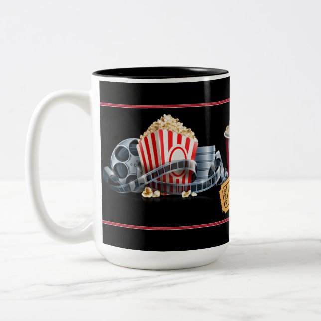 Film-Nachtpopcorn-Tasse Zweifarbige Tasse (Links)