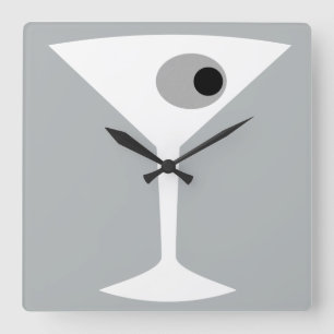 Film-Noir Martini-Glas-Wanduhr Quadratische Wanduhr