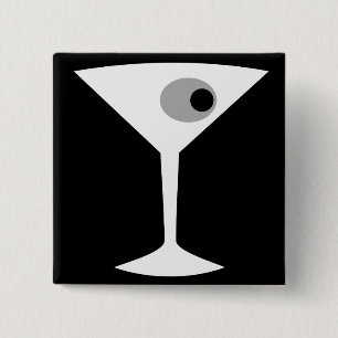 Film Noir Martini-Glasknopf Button