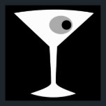 Film Noir Martini Glasposter Poster<br><div class="desc">Dieses Noir Martini-Glasposter mit schwarzem Hintergrund und einer weißen Silhouette eines Martini-Glases. Im Inneren des Glases befindet sich ein herrlich grauer Olive mit einem schwarzen Pimento. Das ist ein lustiges Poster für alle, die sich wünschen, dass sie in einem klassischen Film eine Figur sind. Schütteln Sie bitte nicht um!</div>