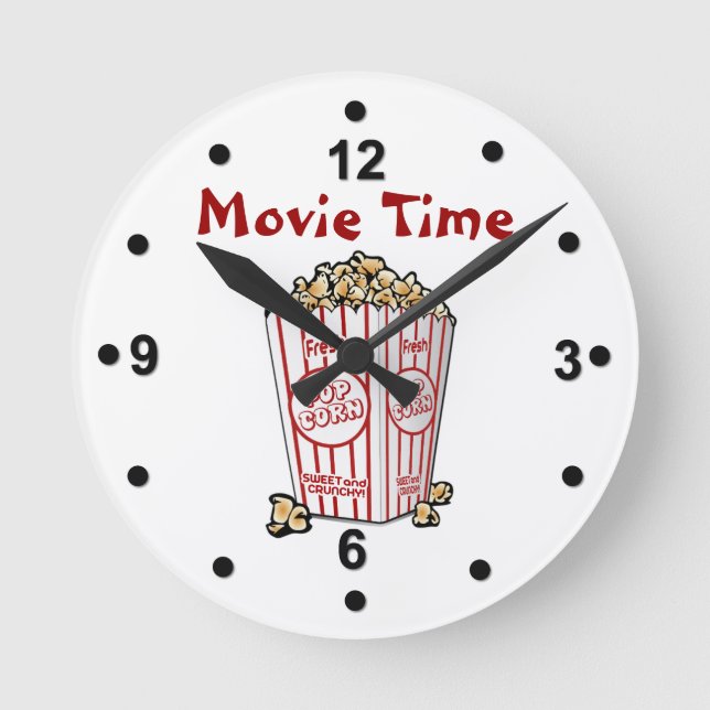 Film-Popcorn-Wanduhr Runde Wanduhr (Vorderseite)