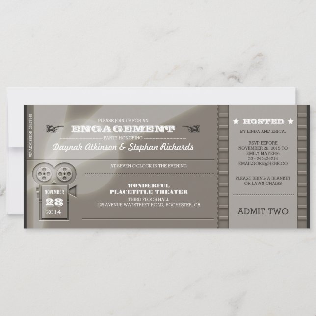 Film Premiere ENGAGEMENT PARTI Billets Invitation (Devant)