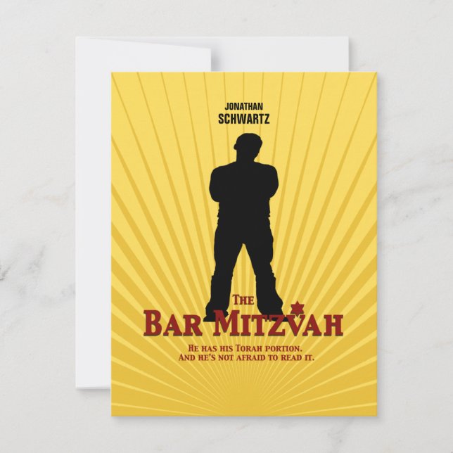 Film Star Bar Mitzvah Reply UAWG Yellow Blue RSVP Karte (Vorderseite)