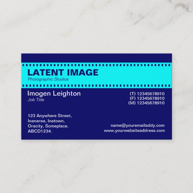 Film Stripheader - Cyan und Navy Visitenkarte (Vorderseite)