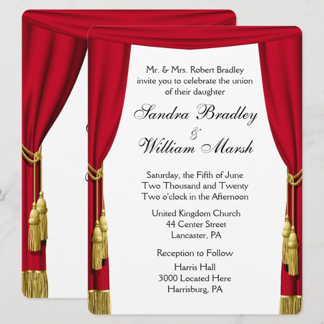 Film / Theaterthema Hochzeit Einladung (Vorne/Hinten)