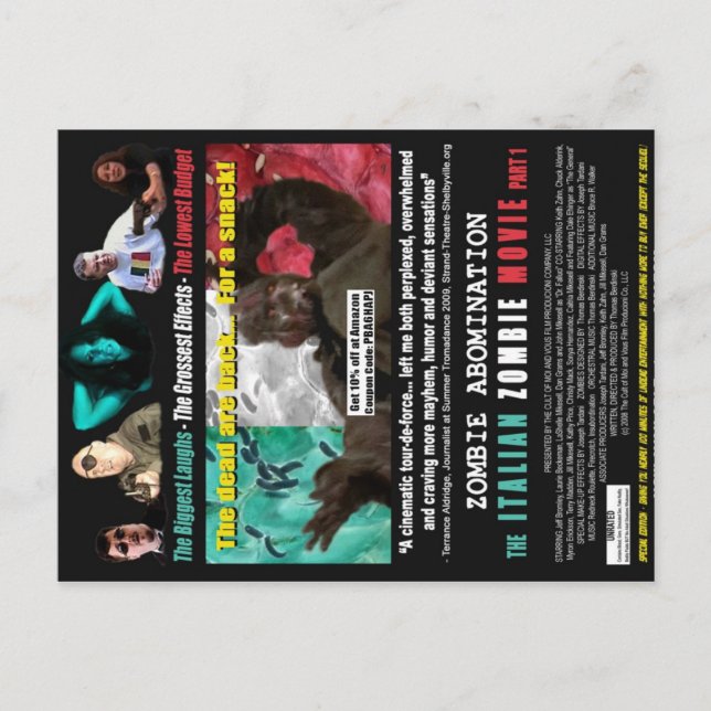 Film Zombie italien - Poster carte postale (Devant)