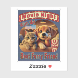 Filmabend - Beste Furry Friend - Niedliche Katze & Aufkleber