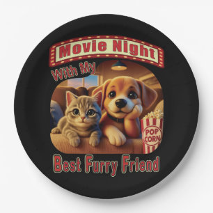 Filmabend - Beste Furry Friend - Niedliche Katze & Pappteller