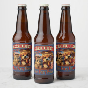 Filmabend - Bester pelziger Freund - Süße Katze &  Bierflaschenetikett
