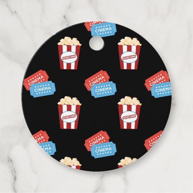 Filmabend Hinterhof Party Popcornkarte Geschenkanhänger (Vorderseite)