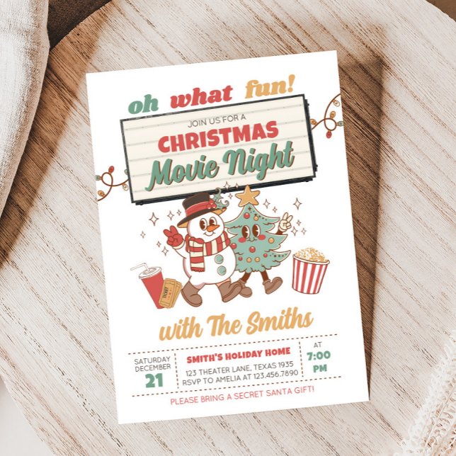 Filmabend Weihnachtsfeiertag Party Einladung (Holiday Movie Night Christmas Party Invitation)