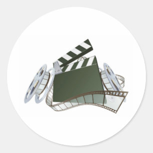 Filmclapperboard und -Filmspulen Runder Aufkleber