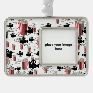 Filme und Popcorn Rahmen-Ornament Silber