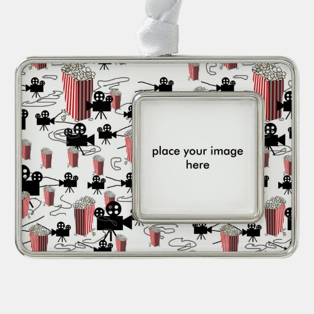 Filme und Popcorn Rahmen-Ornament Silber (Vorderseite)