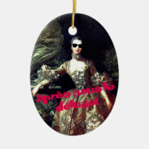 Filme von Madame de Pompadour mit Sonnenbrille und Keramik Ornament