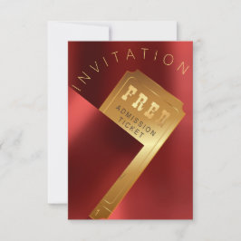 Filmfestival Ticket Metal Red Ruby Gold Einladung