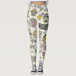 Filmgenres: Fernsehshows Doodle Set Leggings