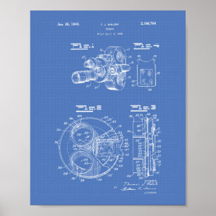 Filmkamera 1940 Patentart - Blueprint Poster