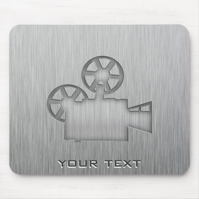 Filmkamera mit gepinseltem Metallaussehen Mousepad (Vorne)