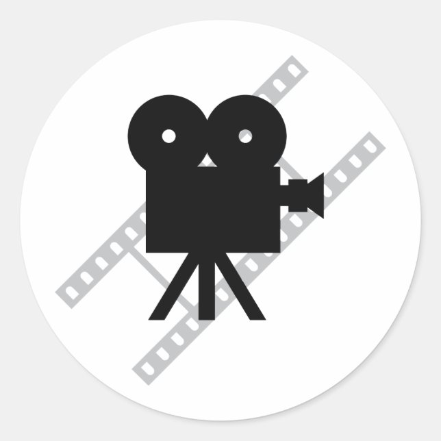 Filmkameraikone Runder Aufkleber (Vorderseite)