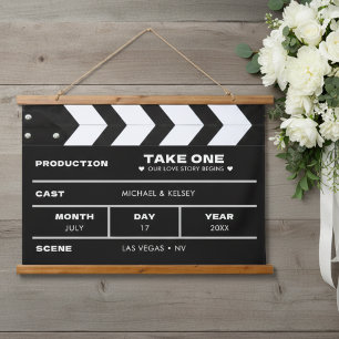 Filmklappe Filmstreifen Foto Hochzeit Wandteppich Mit Holzrahmen
