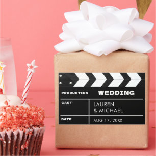 Filmklappe Hochzeit Rechteckiger Aufkleber