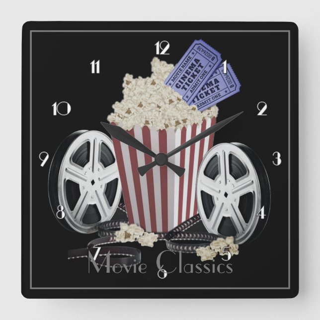 Filmklassiker Quadratische Wanduhr (Vorderseite)